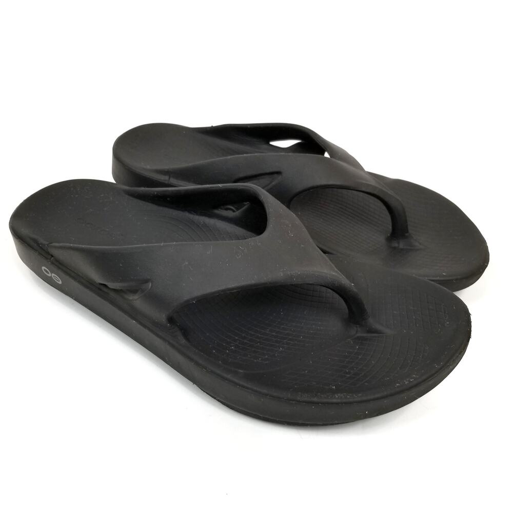 Oofos Ooriginal Unisex Black Recovery Sandals Flip Flops Men's 8 Women's 10